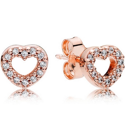 Pandora Rose Heart Stud Earrings 280528CZ